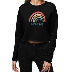 Top of the World Black Rainbow Cropped Sweatshirt